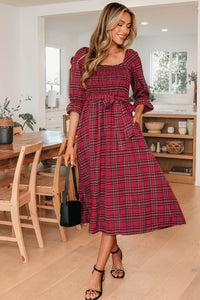 Bohemian Plaid Dress Side View