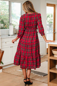 Bohemian Plaid Long Dress Front