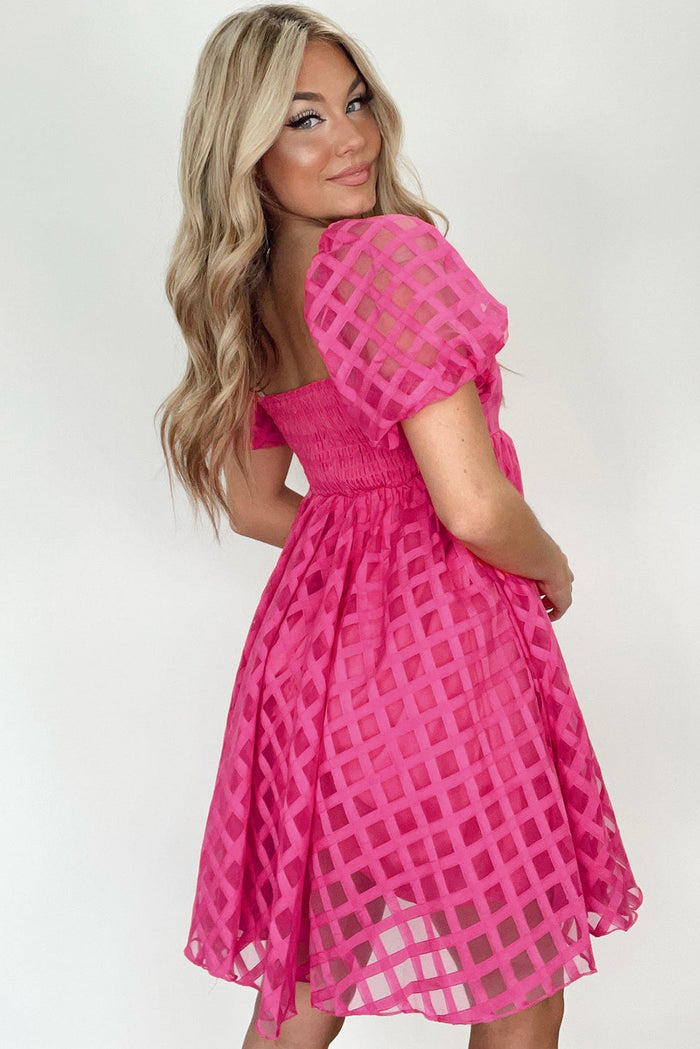 Bohemian Plaid Mini Dress Front