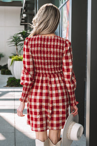 Bohemian Plaid Summer Mini Dress