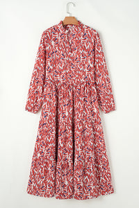 Bohemian Pleated Dress Earth Tones