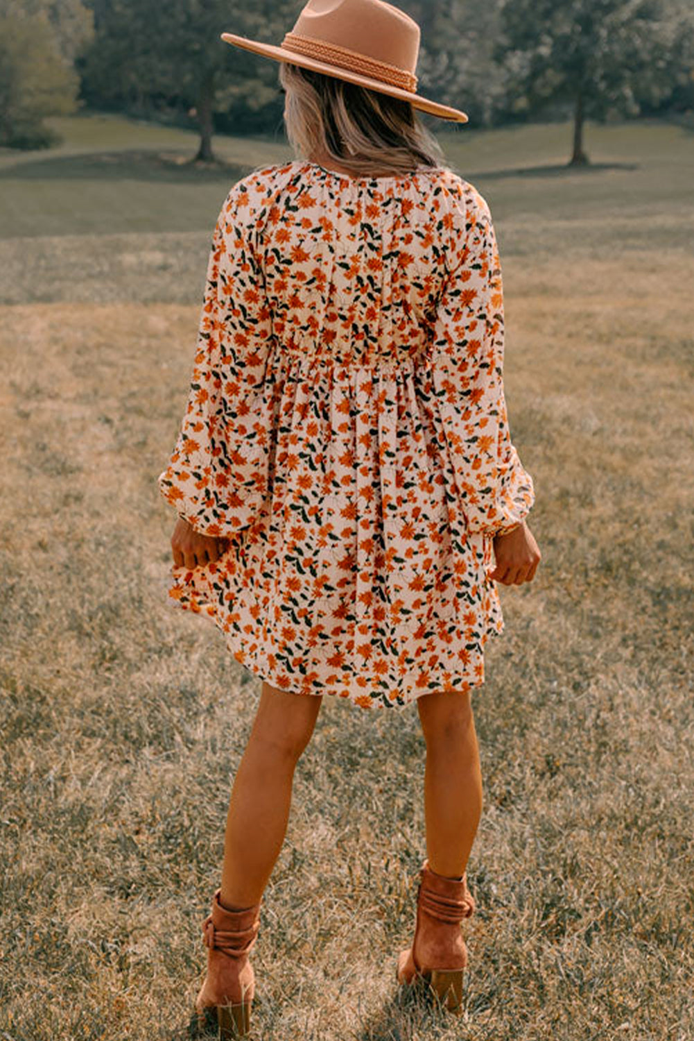 Bohemian Print Dress Waist Detail