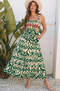 Bohemian printed maxi dress detail