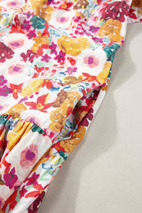 Bohemian printed mini dress closeup