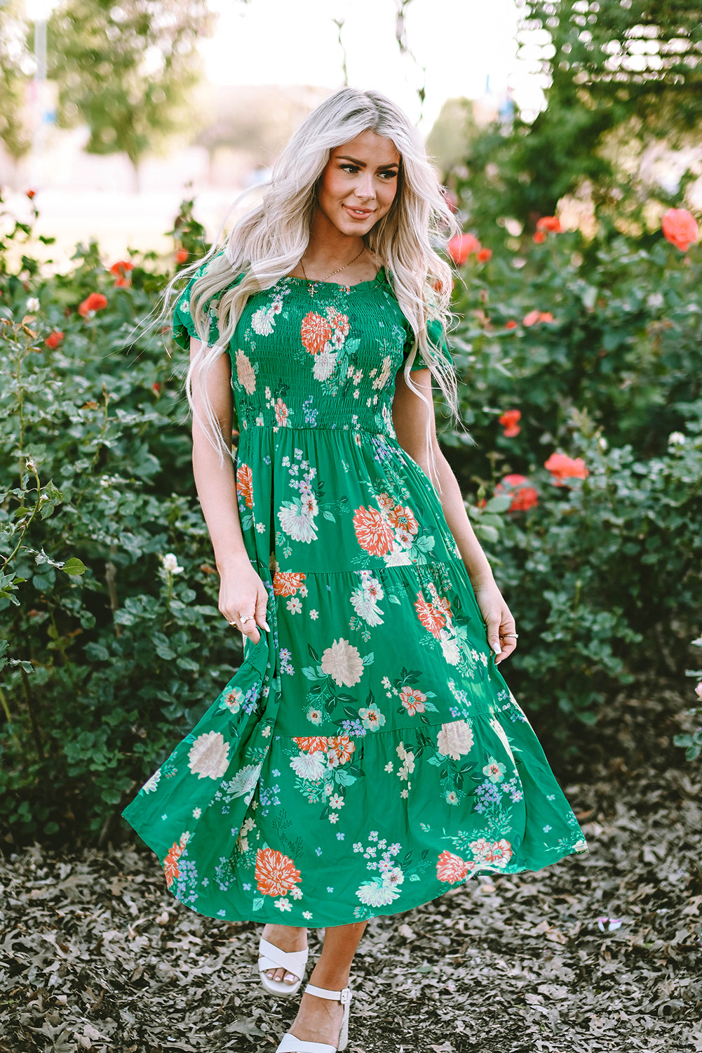 Bohemian Printed Waist-Tie Dress