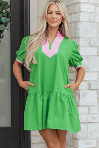Bohemian Puff Sleeve Dress Closeup