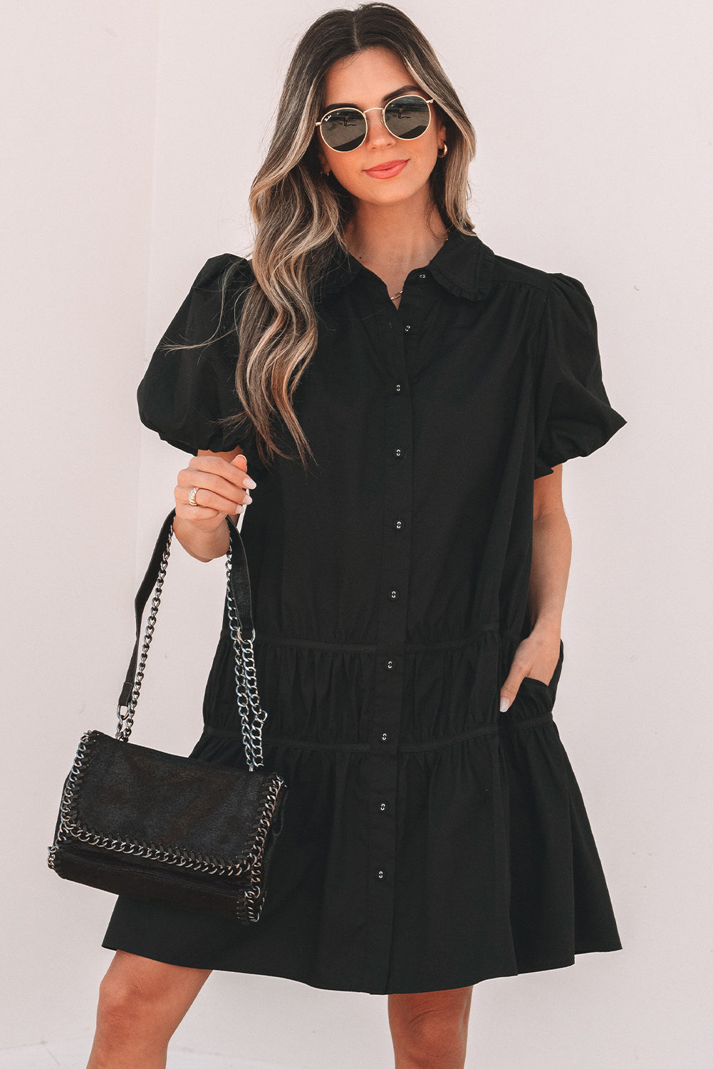 Bohemian Puff Sleeve Dress Detail