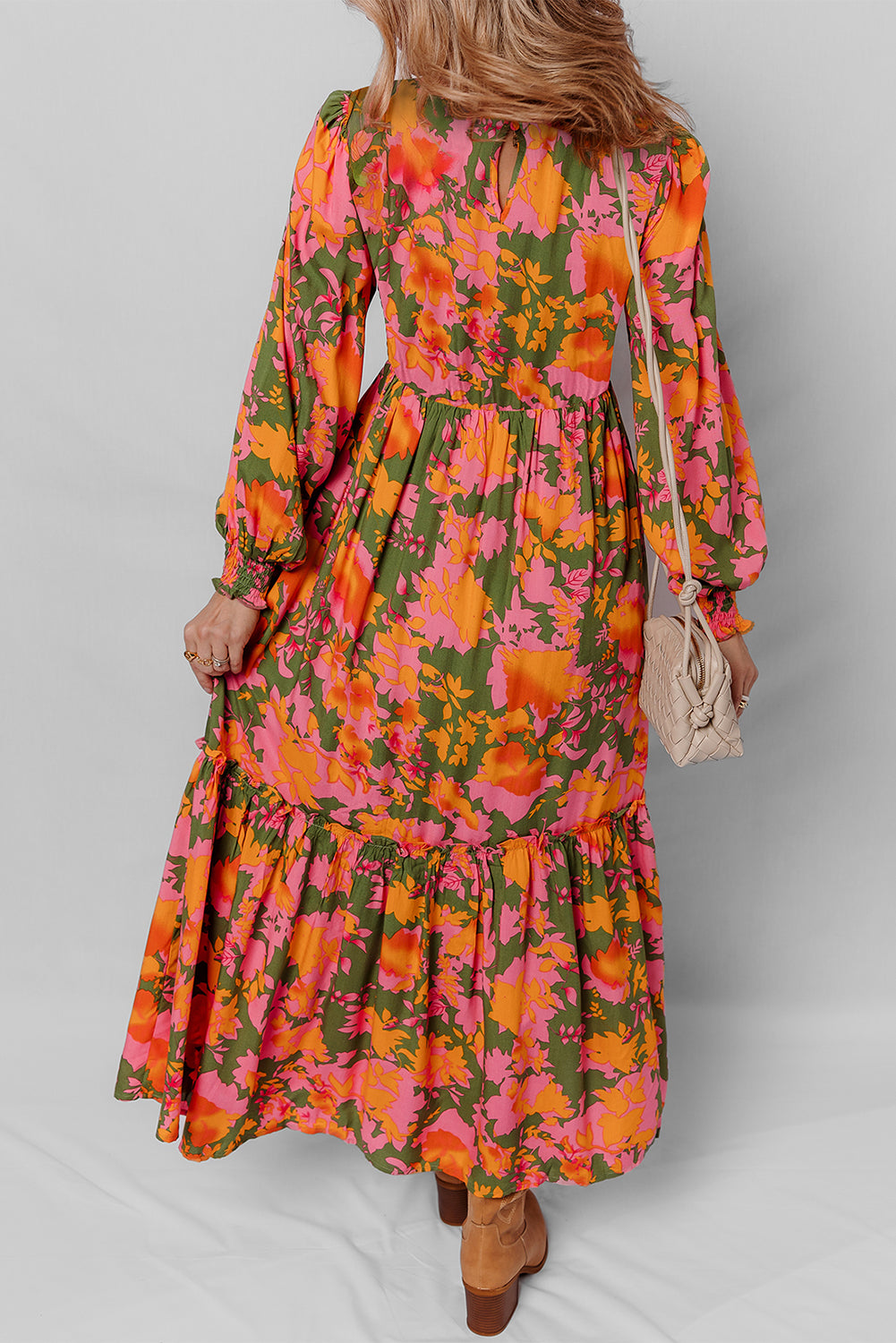 Bohemian Puff Sleeve Long Dress
