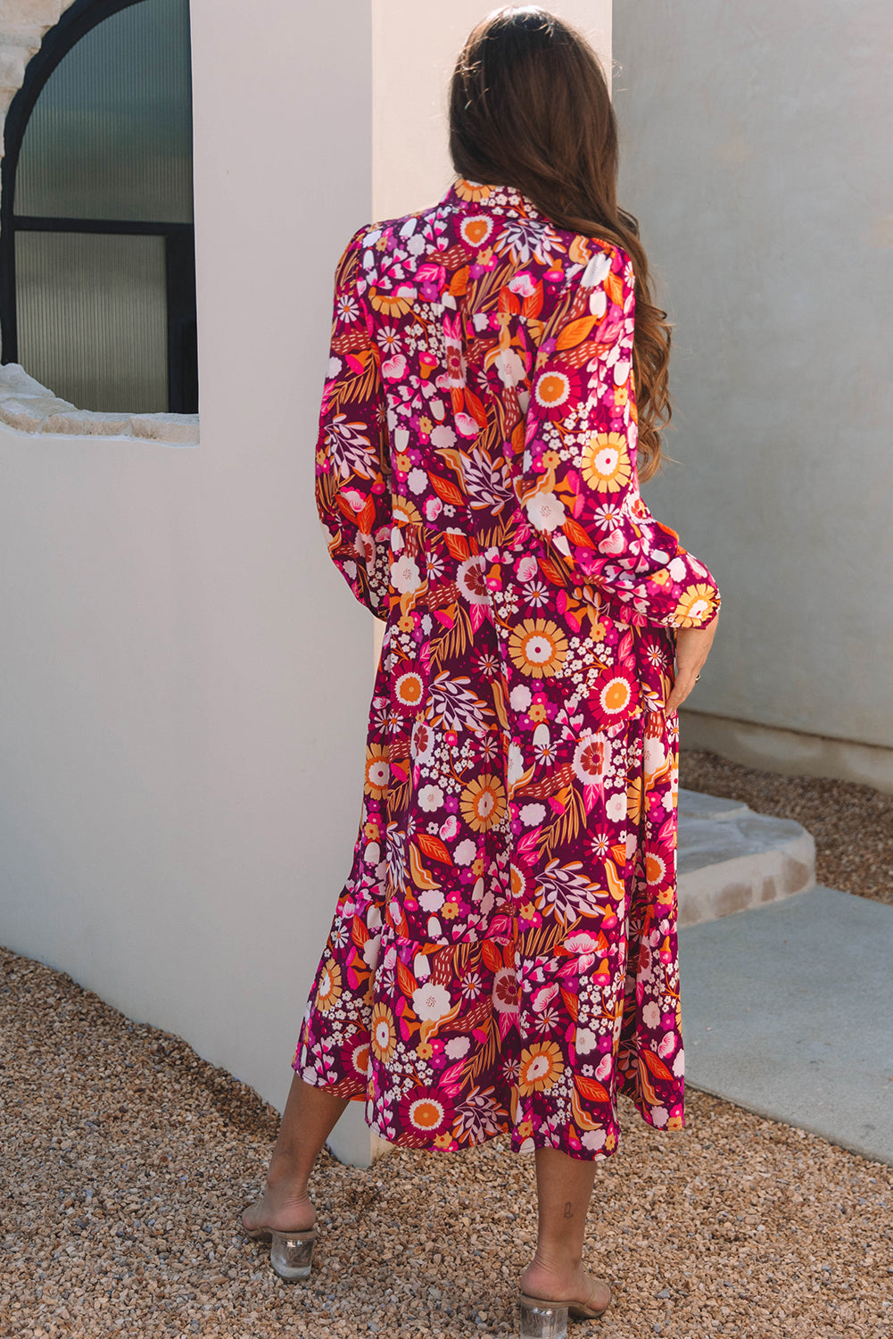Bohemian purple flowing long dress