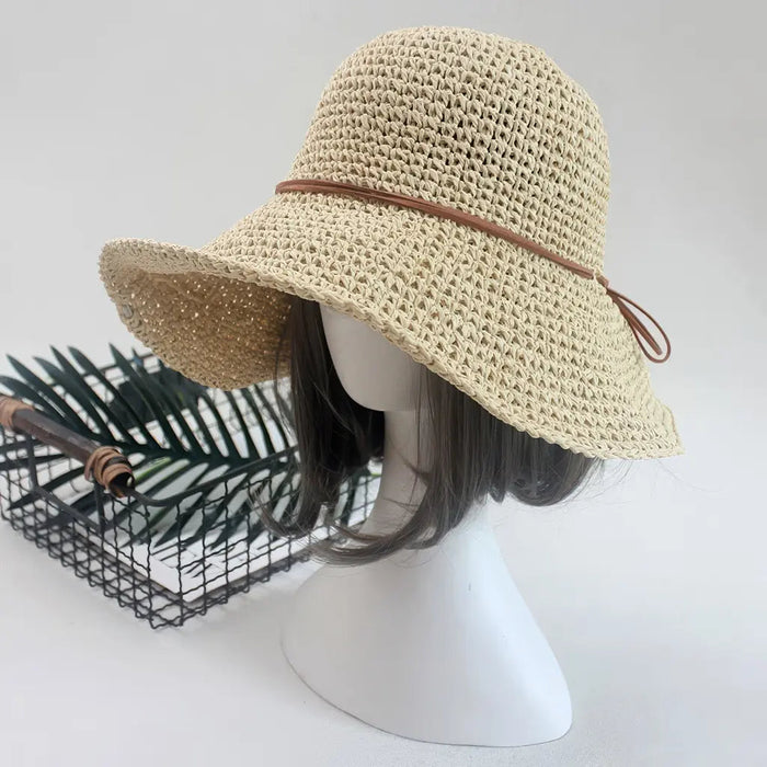 Bohemian raffia bucket hat tan
