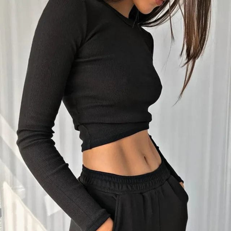 Bohemian ribbed knit fitted top