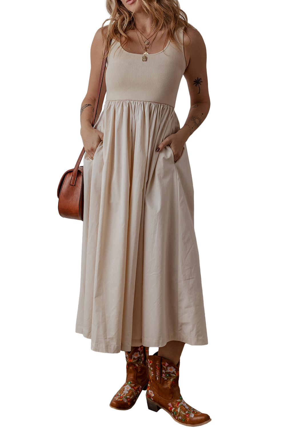 Bohemian ribbed stretch maxi gown