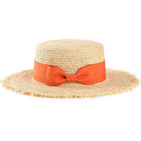 Bohemian ribbon-trim straw sun hat