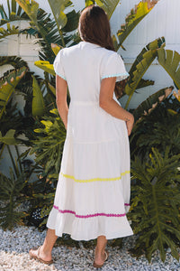 Bohemian rickrack maxi dress flowy fit