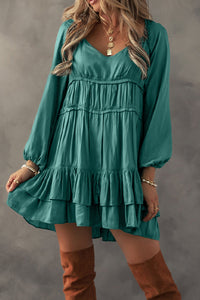 Bohemian Ruched Waist Cotton Dress