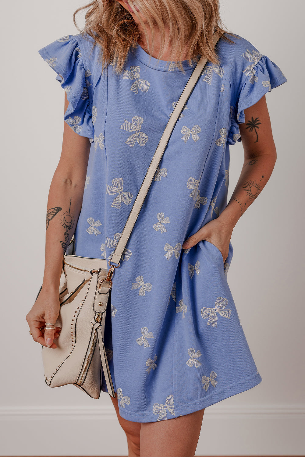 Bohemian ruched waist mini dress