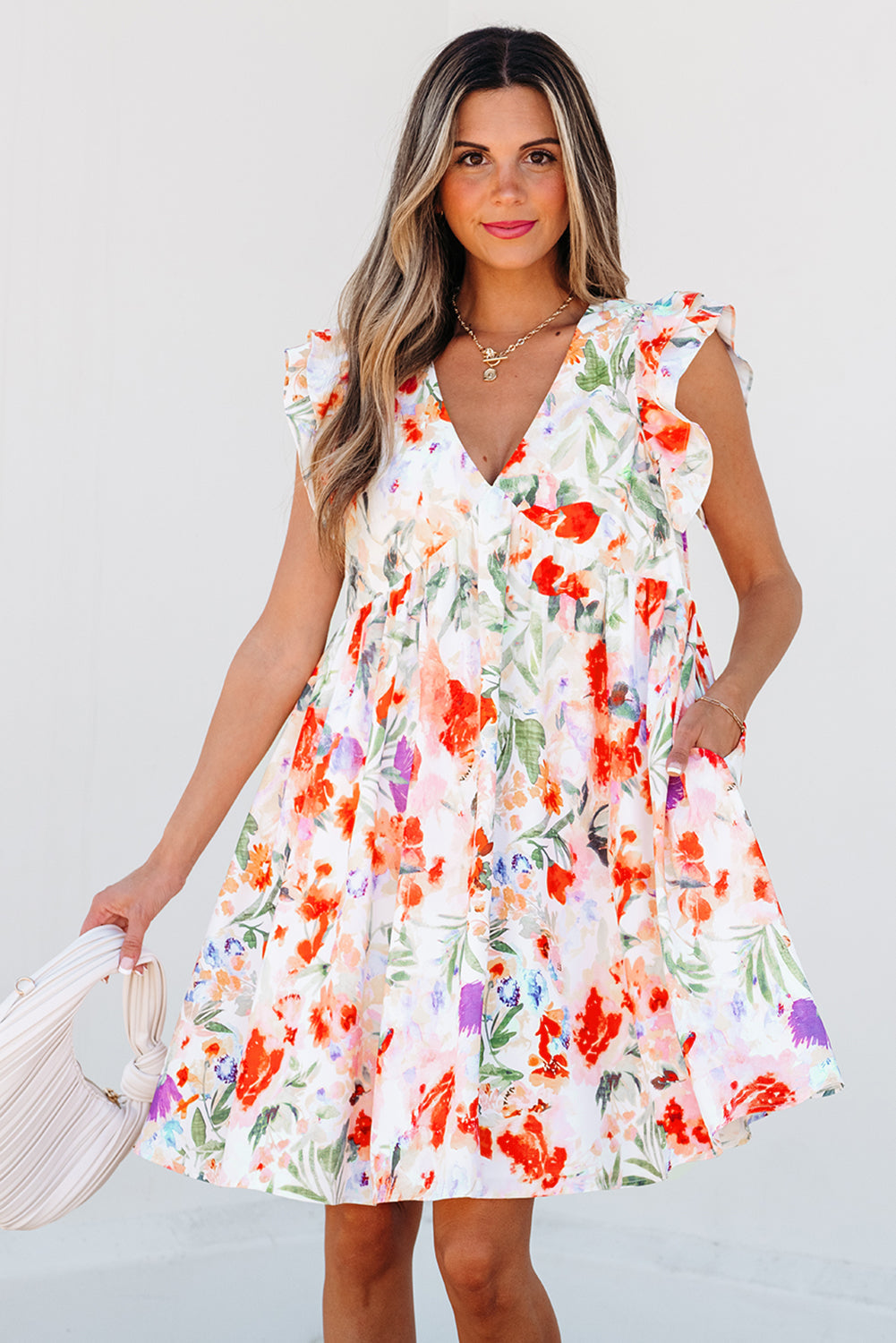 Bohemian ruffle dress floral print