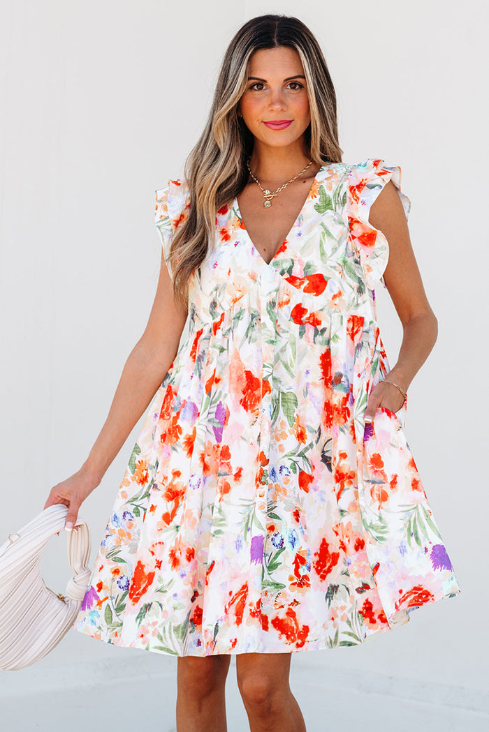 Bohemian ruffle dress floral print