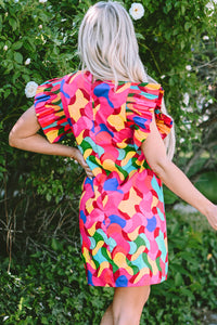 Bohemian ruffle dress floral print