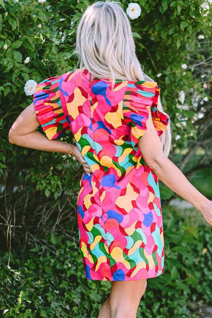 Bohemian ruffle dress floral print