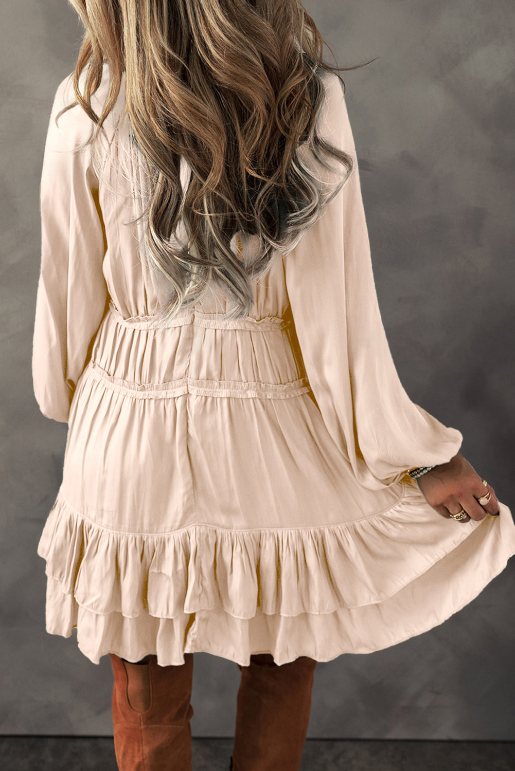 Bohemian ruffle dress front view