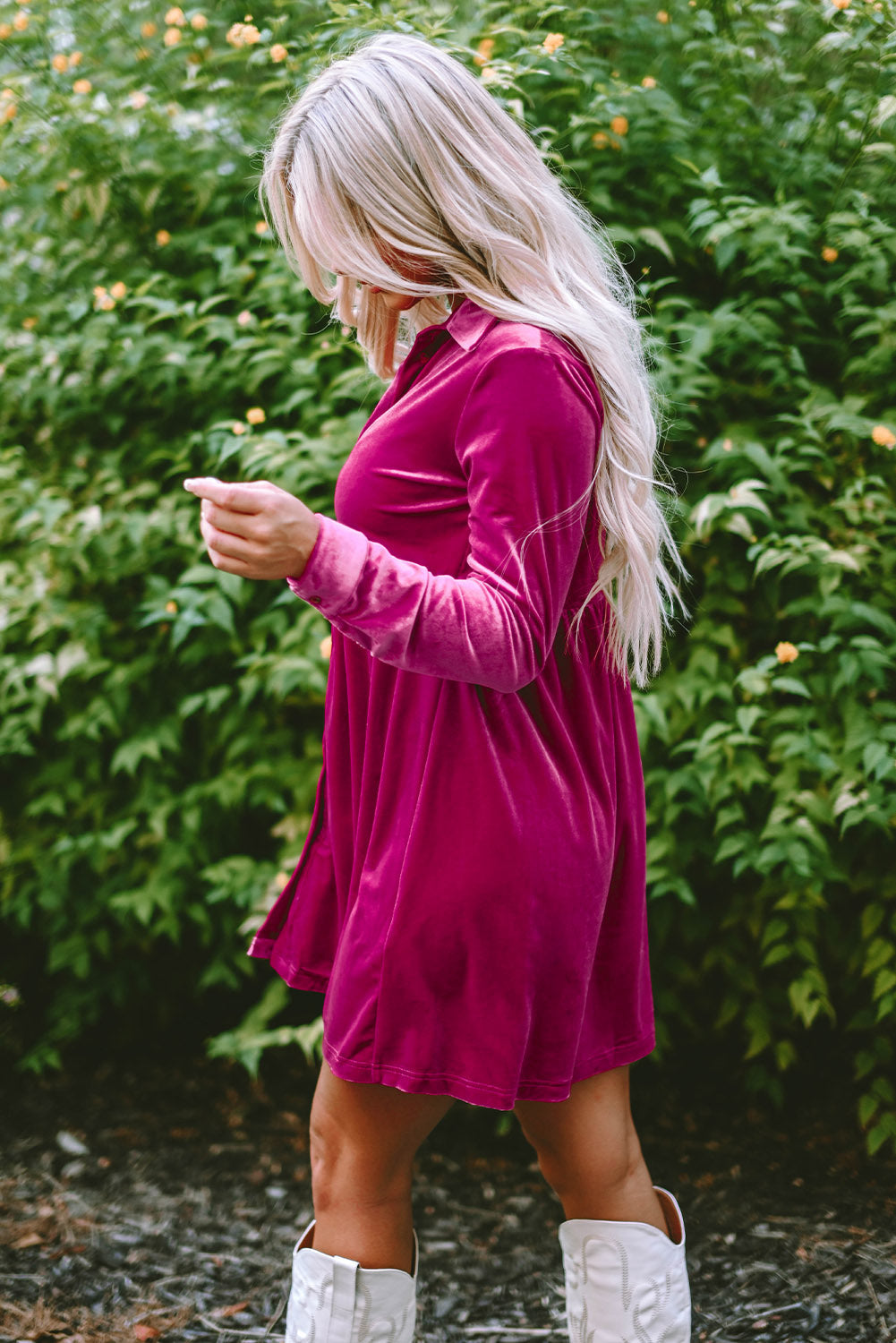 Bohemian ruffle dress side view