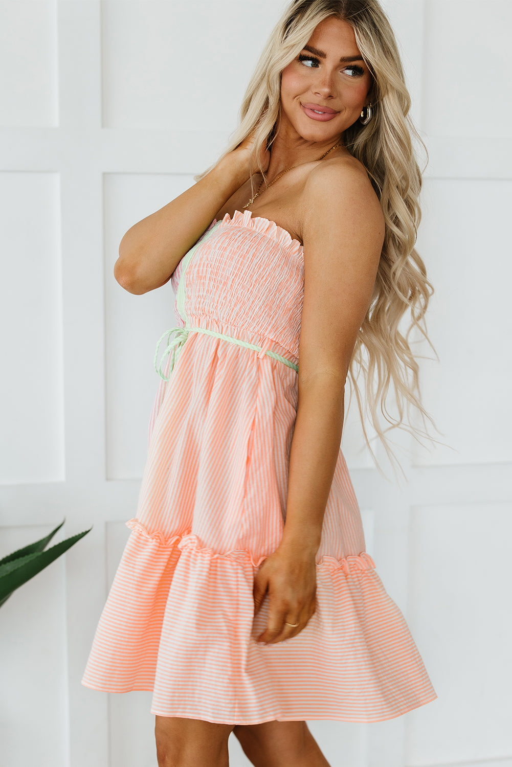 Bohemian Ruffle Hem Mini Dress