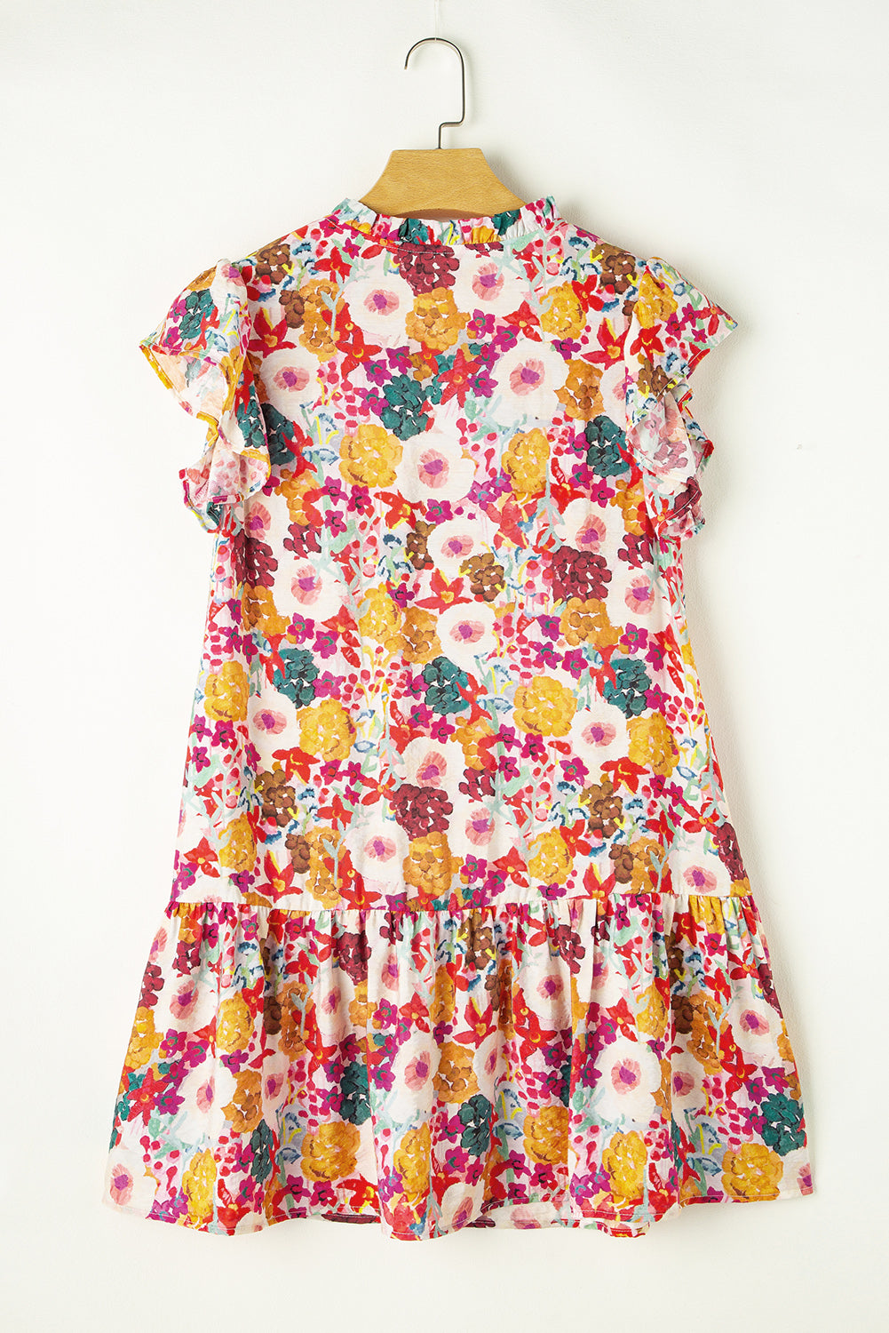 Bohemian ruffle hem short dress