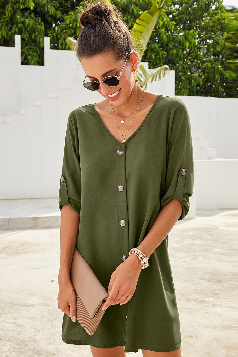 Bohemian Ruffle Sleeve Short Dress