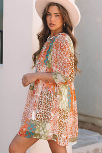 Bohemian Ruffle Sleeve Short Dress