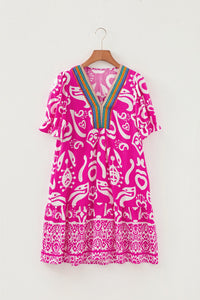 Bohemian Ruffle Sleeve Short Dress
