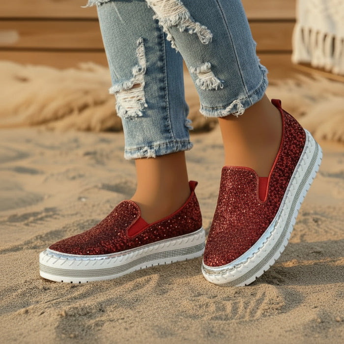 Bohemian sequin sneakers casual fit