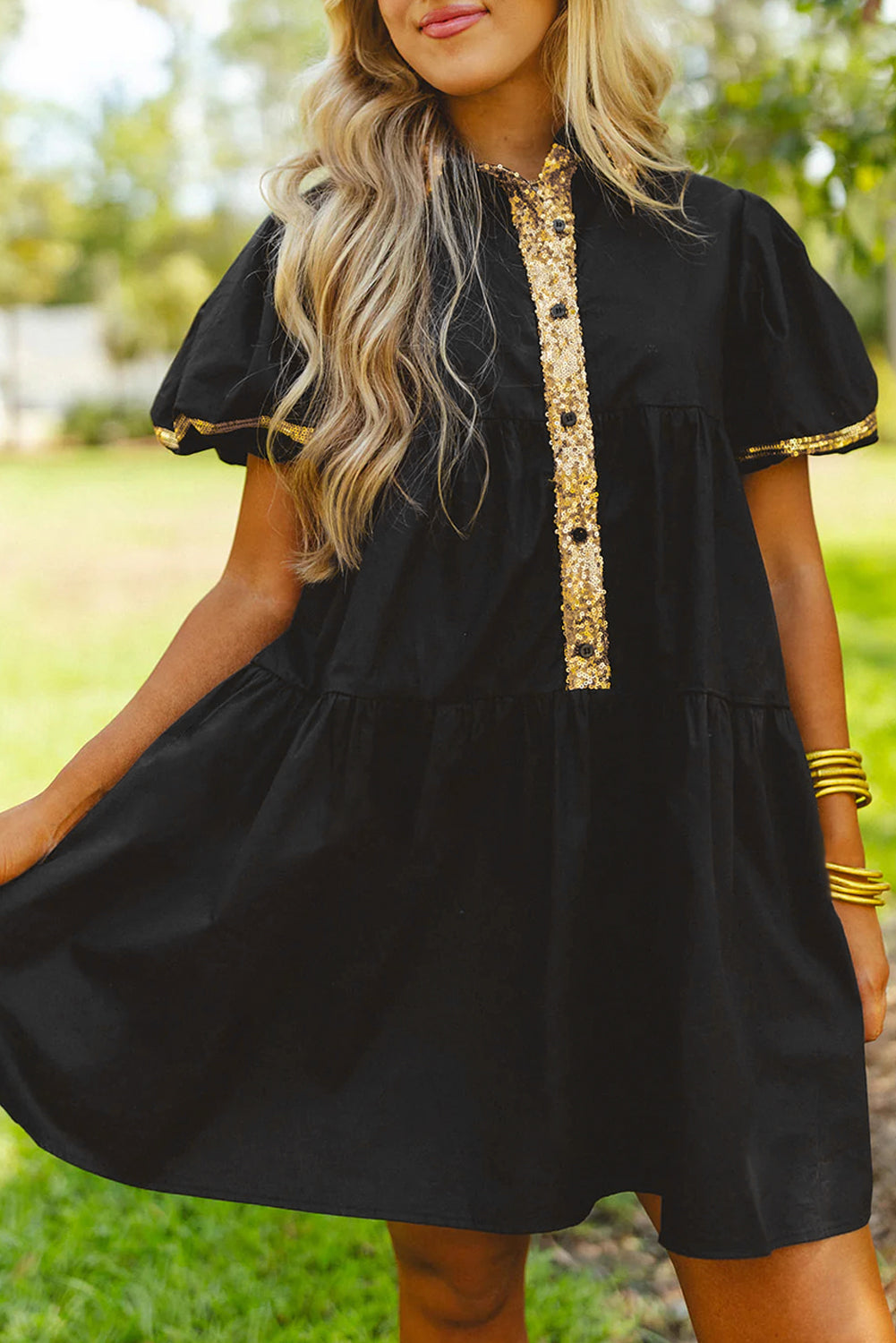 Bohemian Shimmering Mini Dress Fit