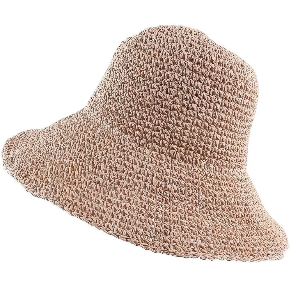Bohemian short-brim straw bucket hat
