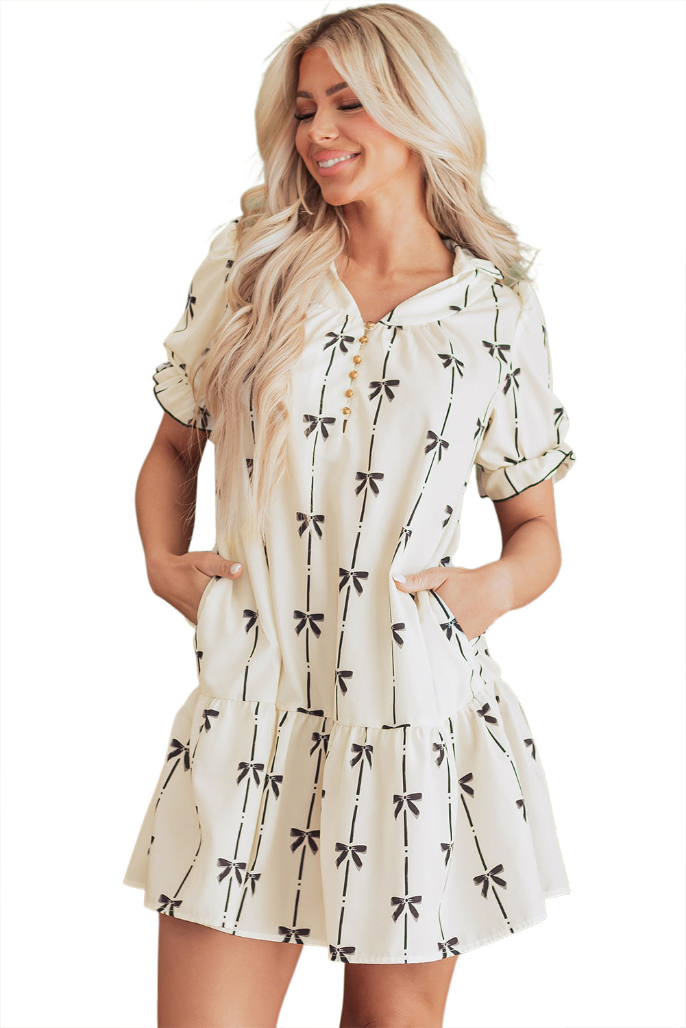 Bohemian Short Dress Natural Look