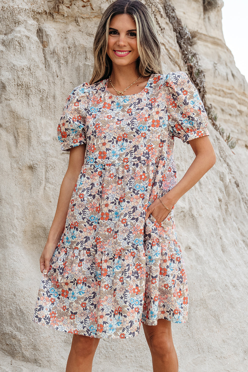 Bohemian Short Sleeve Mini Dress