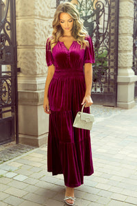Bohemian smocked dress back view