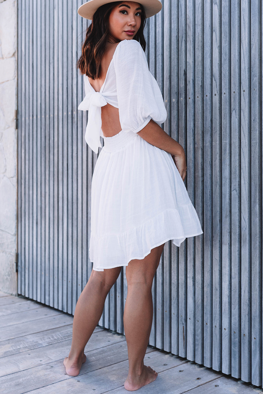 Bohemian Smocked Waist Midi Dress