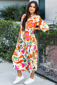 Bohemian split dress cotton fabric
