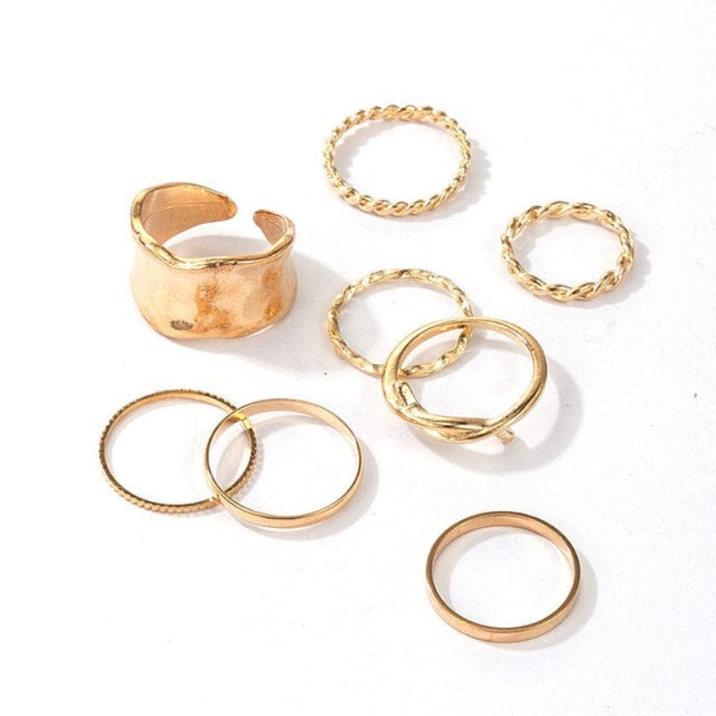 Bohemian stackable golden midi rings