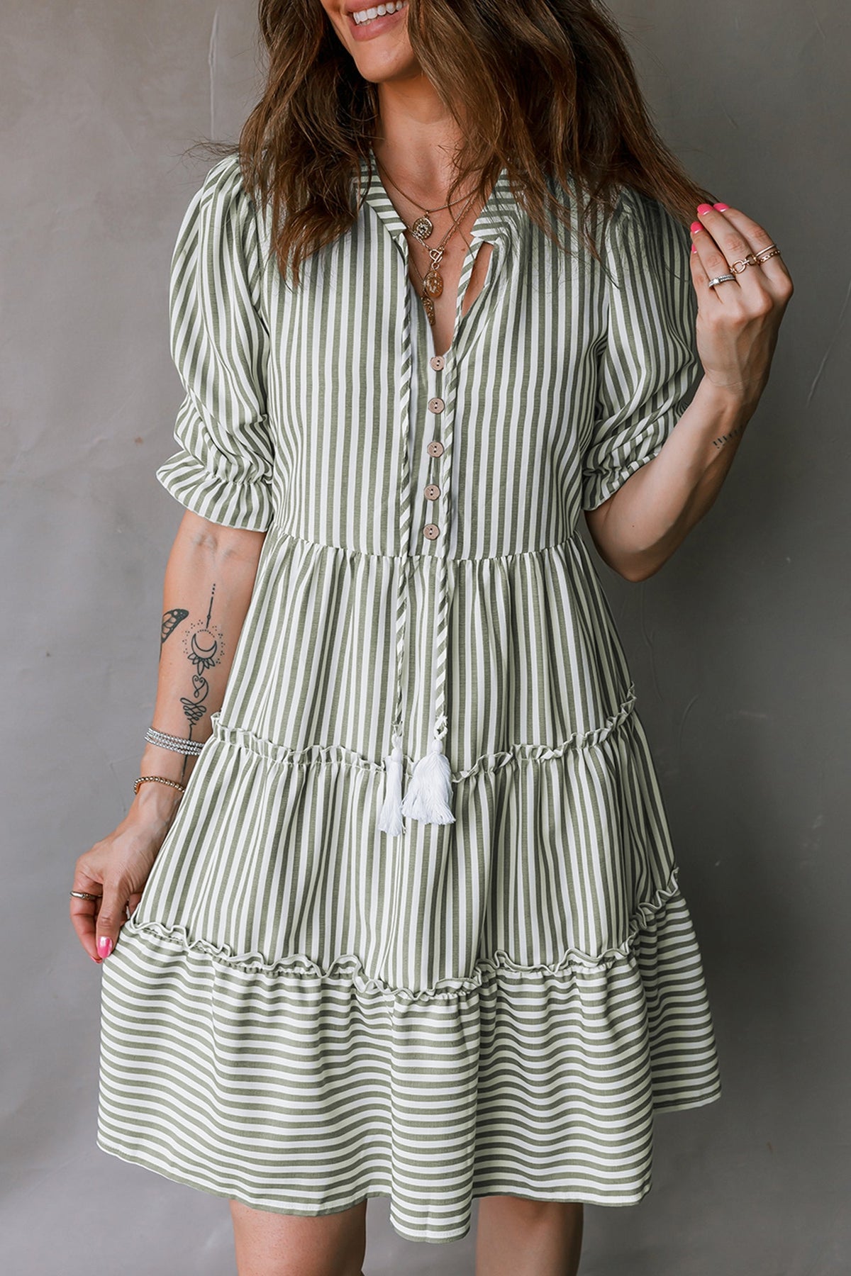 Bohemian Stripe Dress Close Detail