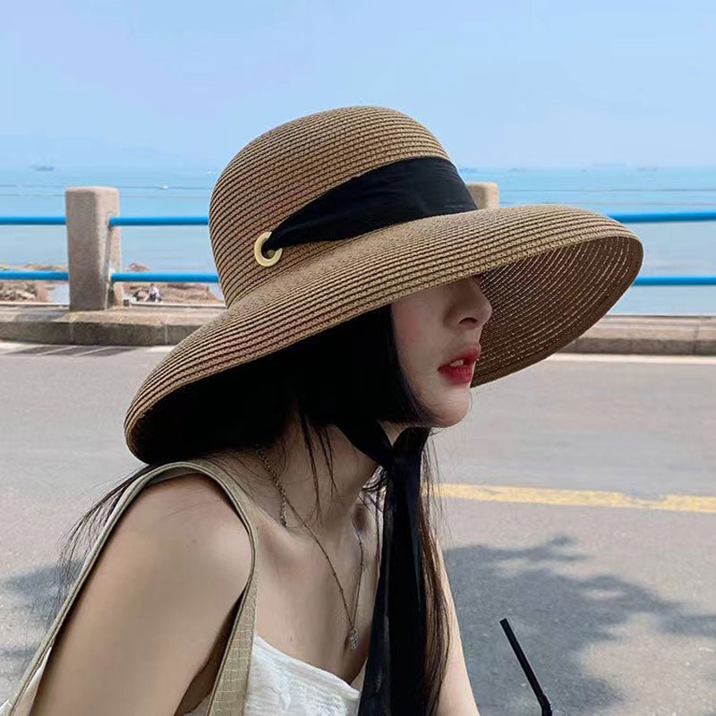 Bohemian summer straw bucket hat