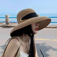 Bohemian summer straw bucket hat