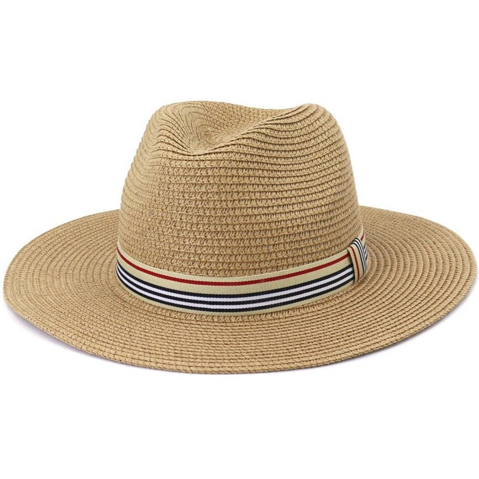 Bohemian summer straw fedora beige brim