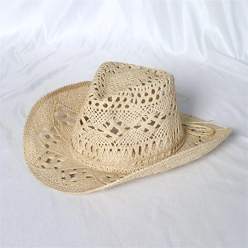 Bohemian tan straw western hat