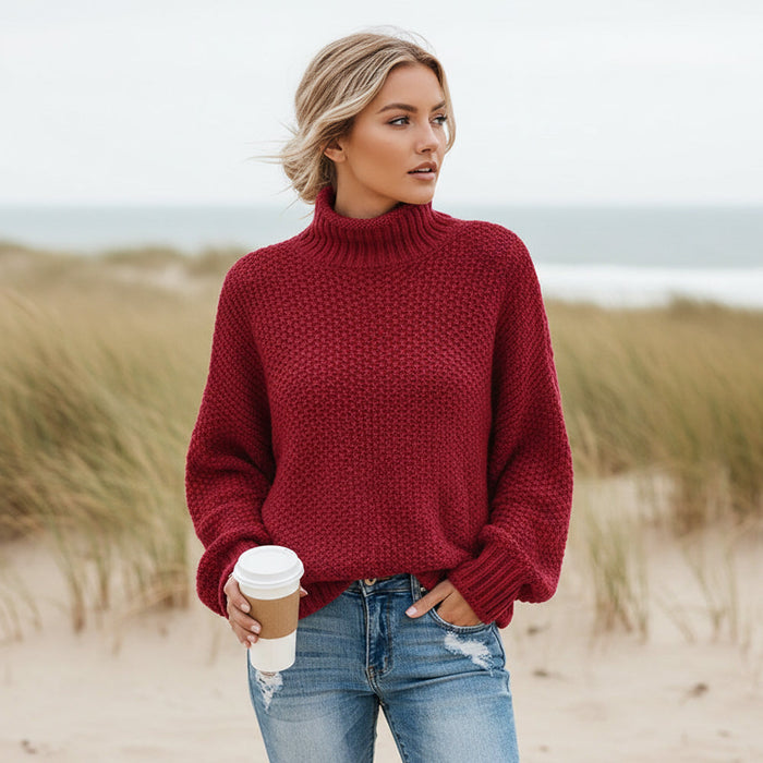 Bohemian textured knit sweater outfit