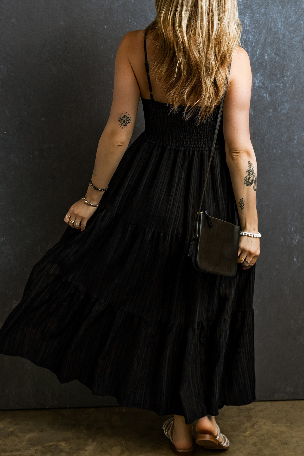 Bohemian tiered cotton maxi dress