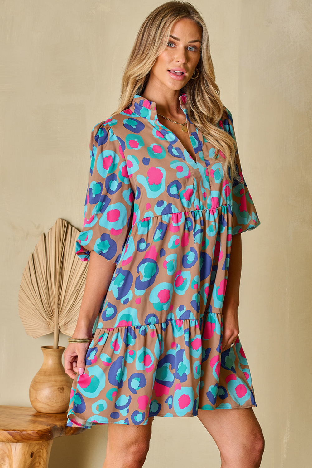 Bohemian Tiered Leopard Beach Dress