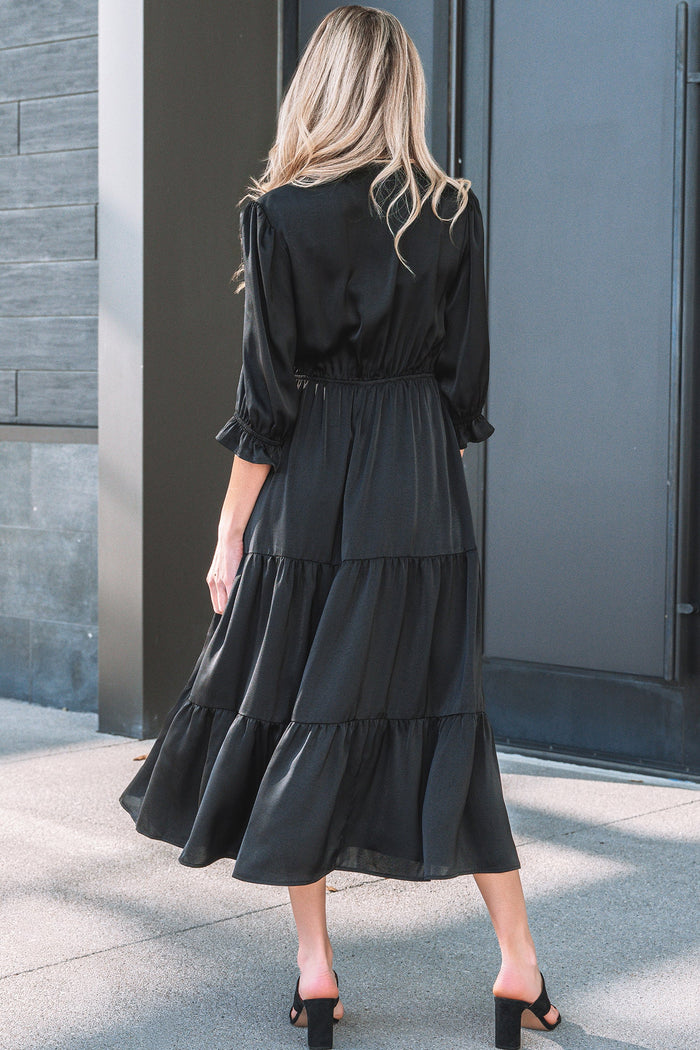 Bohemian tiered maxi dress detail