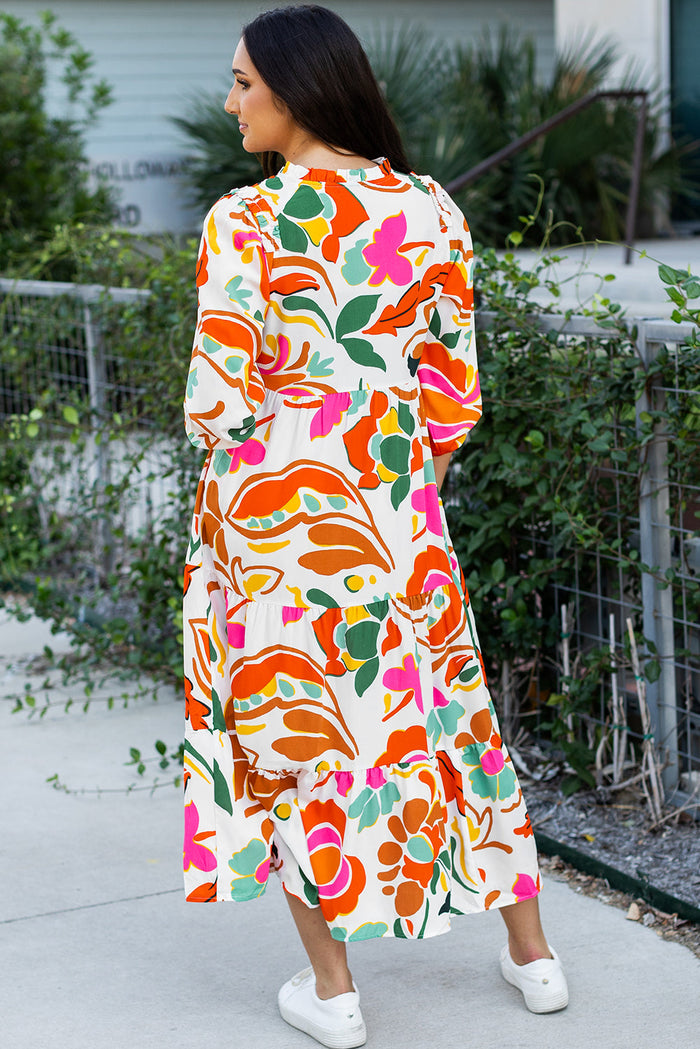 Bohemian tiered maxi dress detail